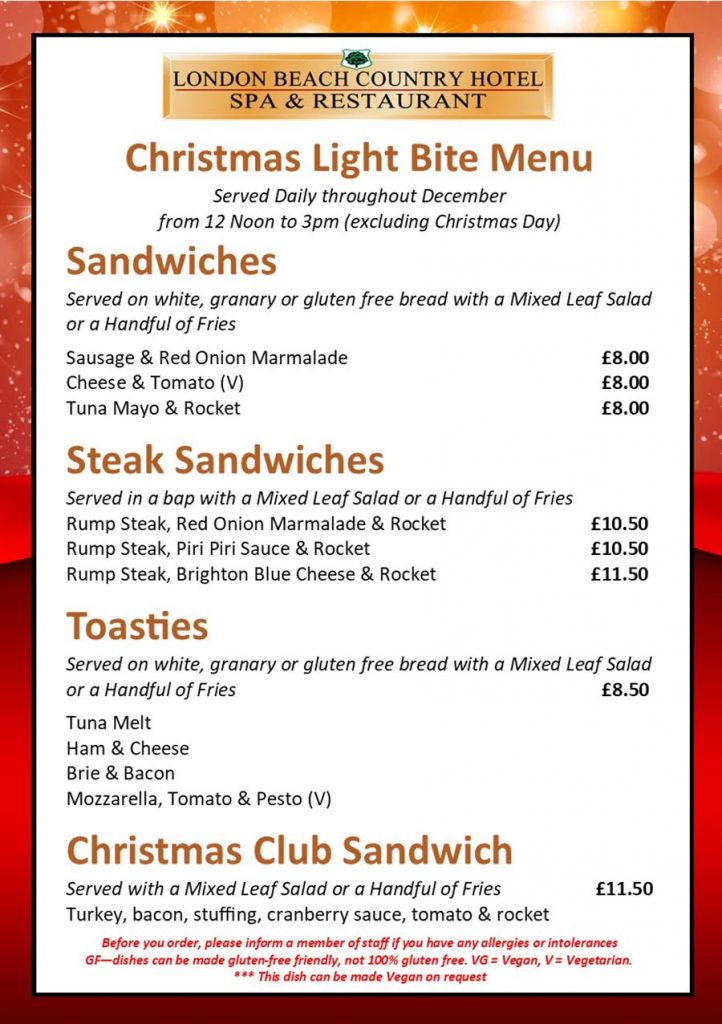 Lite bites festive lunch