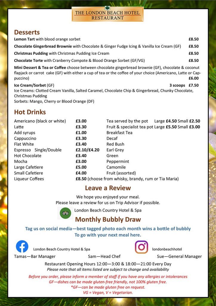 Festive menu page 2