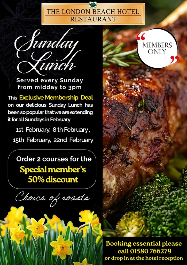 Special Member's Deal for Sunday Lunch in February
