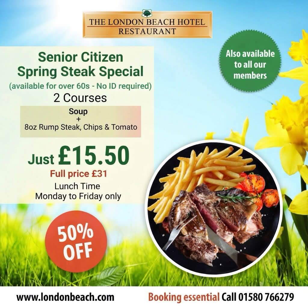 Spring Senior Citizen's Steak Special - also available to all our members