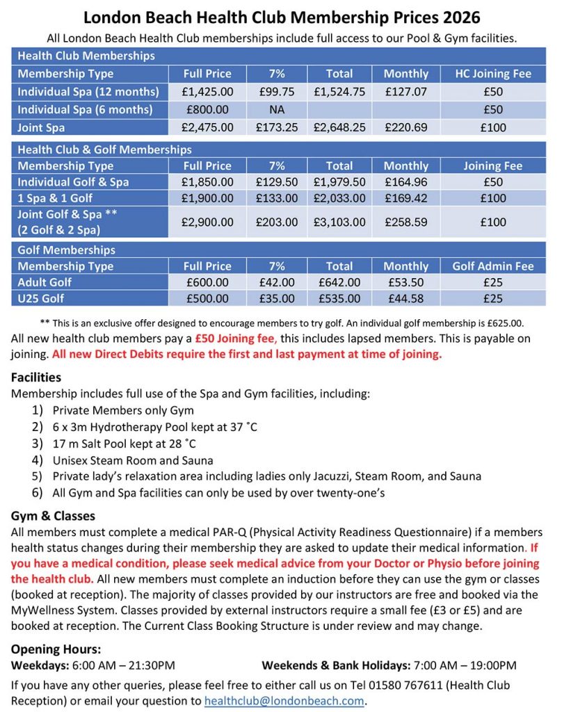 Membership prices June 2026