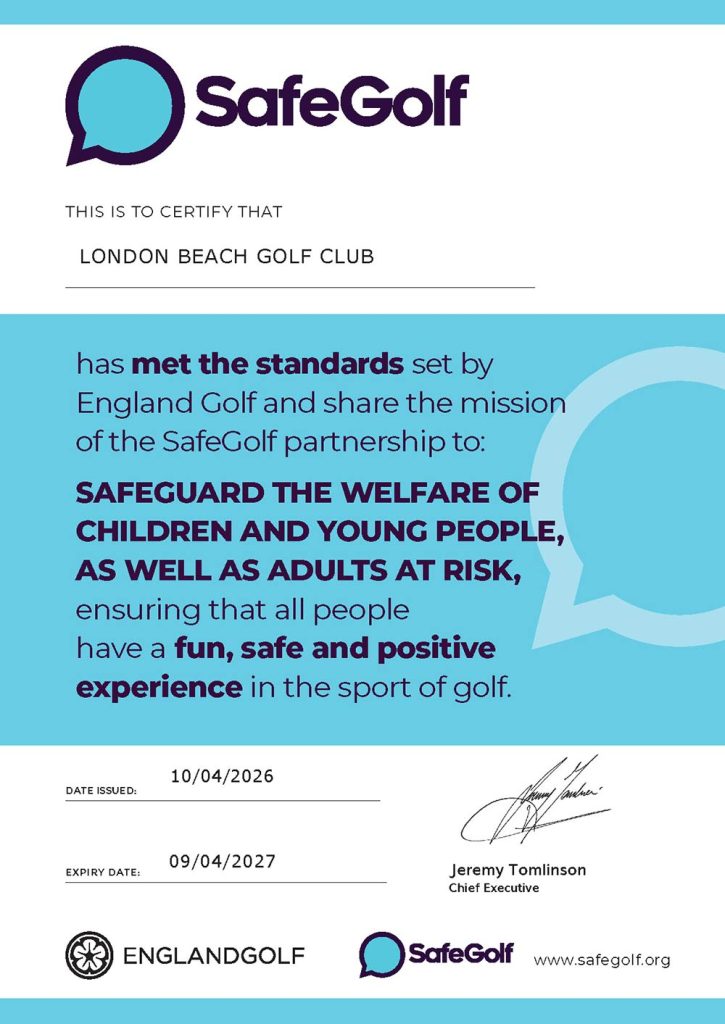 Safe Golf Certificate 2026